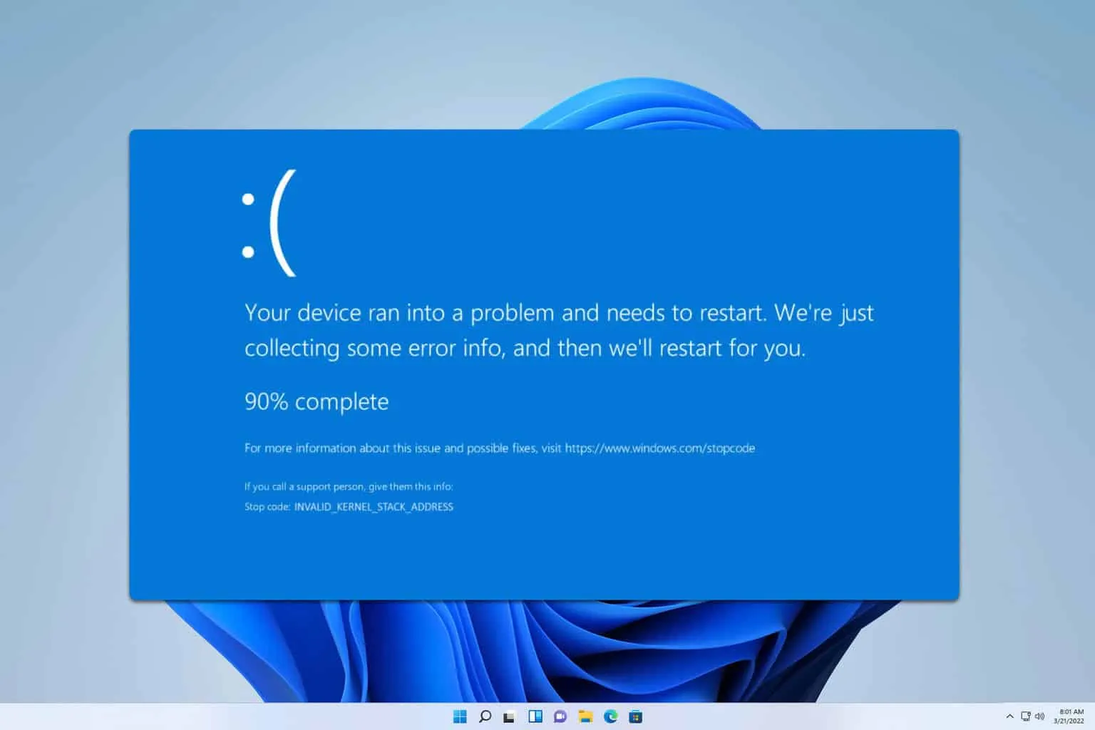 Неверный адрес стека ядра 0x000001CE: как это исправить